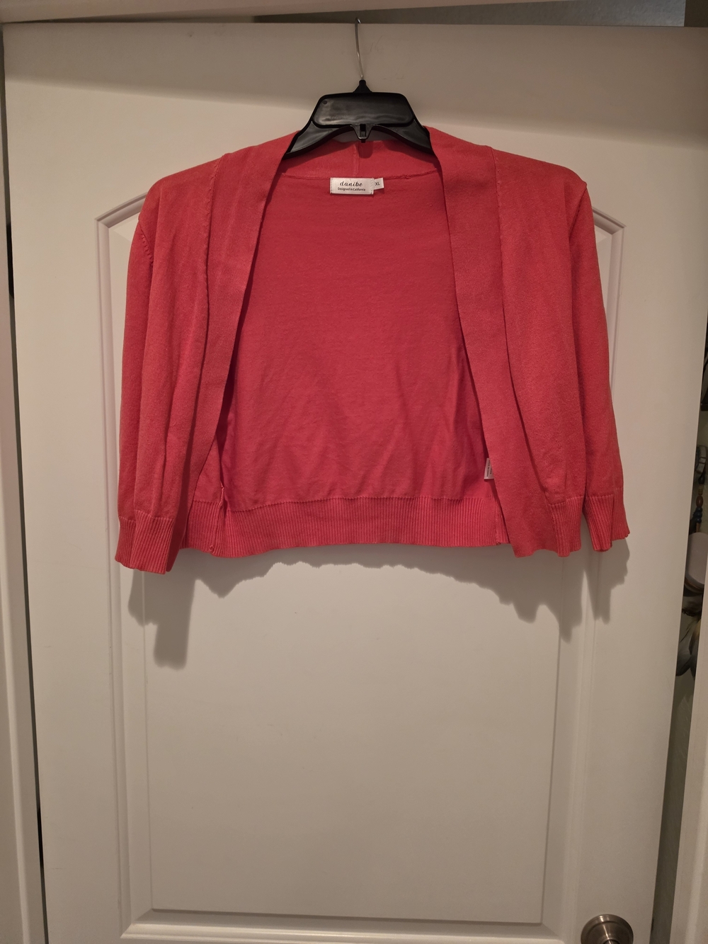 Daniel Rainn Coral Open-Front Cropped Cardigan